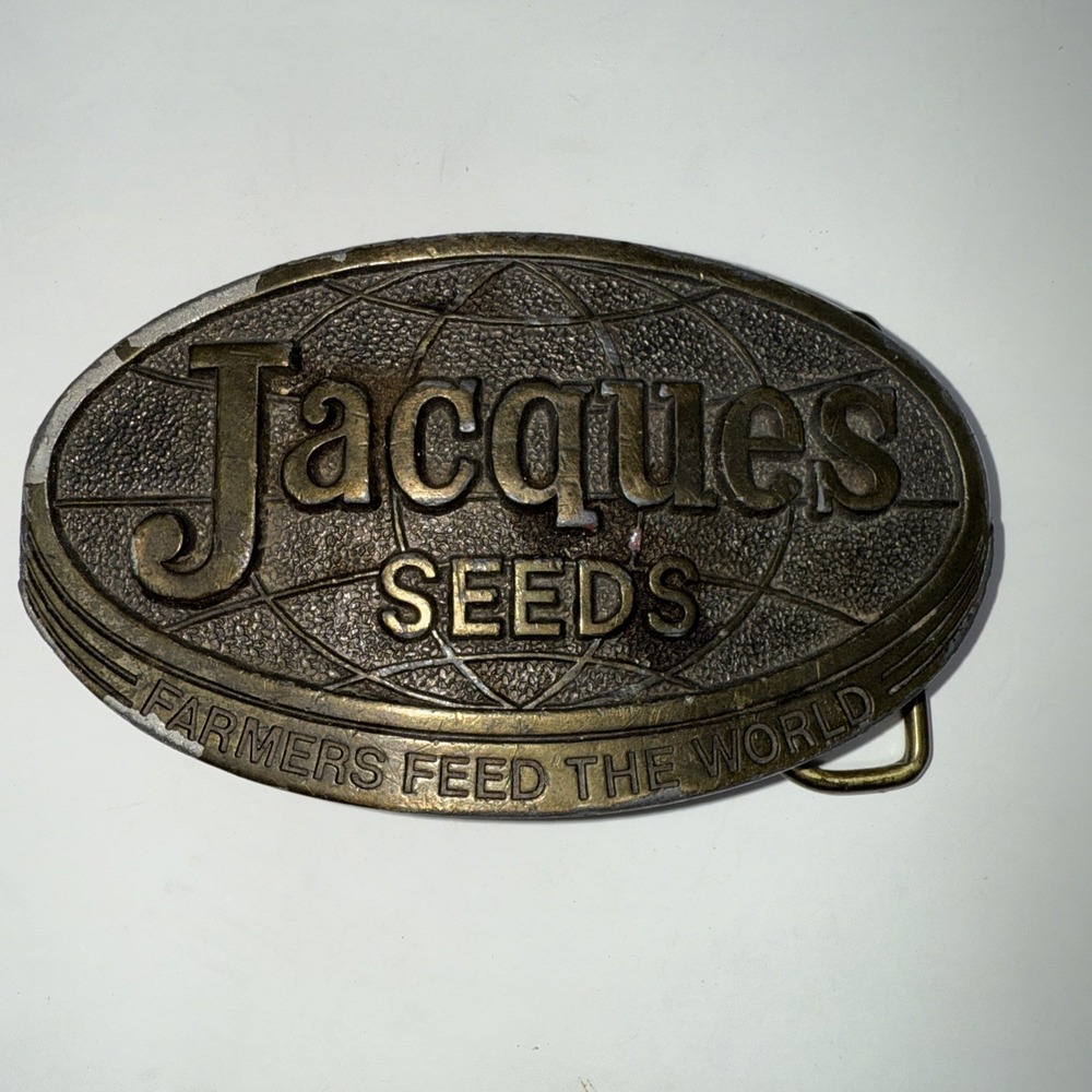 Jacques Seeds Belt Buckle Farmers Feed World Brass Lewis Corp Limited Ed 1977